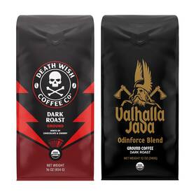 Co. 313054461476 Dark Roast Grounds 16 Oz And Valhalla Java Ground 12 - Extra Kick Of Caffeine