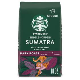 Coffee 313039086076 Dark Roast Sumatra 100% Arabica 18 Oz Bag