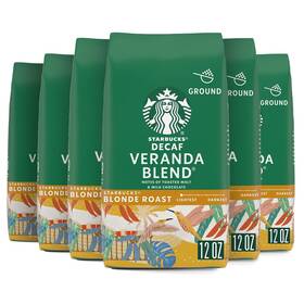 Coffee 313045392352 Ground Blonde Roast Decaf Veranda Blend 100% Arabica 6 Bags