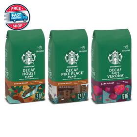 Coffee 711181128635 Medium And Dark Roast Decaf Ground Variety Pack 3 Bags 12 Oz Each