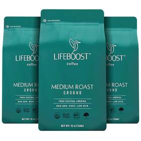 Coffee 744110928846 3 Pack Medium Roast Ground - Low Acid Single Origin Usda Organic C