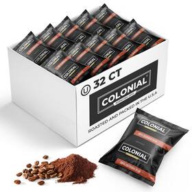 Colonial International Coffee 012325007497 32 Count Single Pot Packets Inch 100% Arabica Dark Roast
