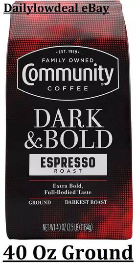 Community Coffee 035700078042 Espresso Roast Ground Dark And Bold 40 Oz