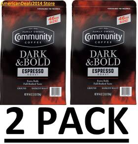 Community Coffee 035700114047 2 Pack - Espresso Roast Ground Dark And Bold 46 Oz
