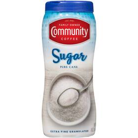 Community Coffee 035700395002 Extra Fine Granulated Sugar 16oz Can For And Baking
