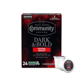 Community Coffee 445029680636 Dark And Bold Exxtra Boost 24 Count Pods Compatible With