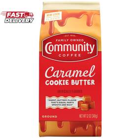 Community Coffee 445036080023 Caramel Cookie Butter Flavored 12 Ounces Medium Roast Ground C