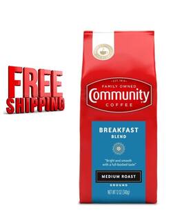 Community Coffee 492311003878 Breakfast Blend 12 Ounces Medium Roast Ground 12oz New