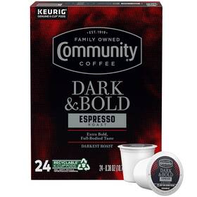Community Coffee 711181733433 Dark And Bold Espresso Roast 24 Count Pods Compatible Wit