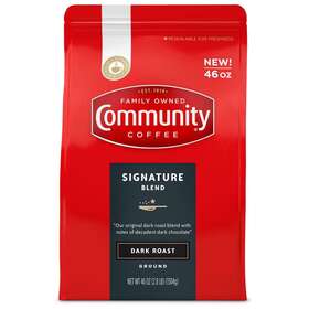 980280780 Community Coffee Ground Dark Roast Signature Blend 46 Oz. - Free Shipping