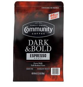 990309821 Community Coffee Espresso Roast Ground Dark And Bold 46 Oz-free Shipping