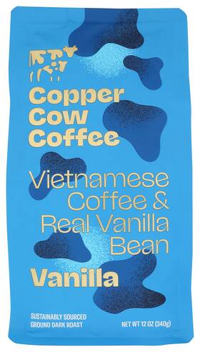 61209 Copper Cow Coffee Vietnamese Ground Dark Roast With Real Vanilla Bean