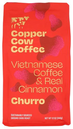 Copper Cow Coffee 61210 Vietnamese Ground Dark Roast Churro 12 Oz Cold Brew