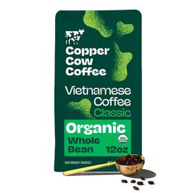 Copper Cow Coffee 817841020407 Premium Vietnamese Whole Bean 12 Oz Ounce Pack Of 1