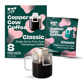 Copper Cow Coffee 817841022159 Premium Pour Over Single-serve 0.4 Ounce Pack Of 8