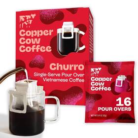 Copper Cow Coffee 817841022852 Premium Pour Over Single-serve 0.4 Ounce Pack Of 16