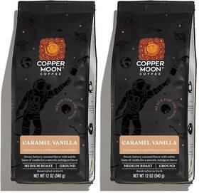 Copper Moon 445052567591 Medium Roast Ground Coffee Caramel Vanilla Blend 12 Ounce Bag Pac
