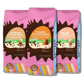 Crazy Cups 810036738590 Decaf Flavored Ground Coffee Variety Pack Cinnamon Caramel And Pumpkin Spice