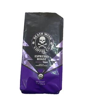 Death Wish 810063342524 Coffee Espresso Whole Bean Dark Roast 14 Oz/396 G
