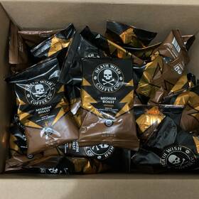 Death Wish 810063343552 Short Date 75 Bags Ground Coffee Medium Roast 3.25oz Organic