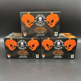 Death Wish 810063344122 Coffee K Cup Ground Medium Roast Pumpkin Chai Pods X3 Best By 6-2025
