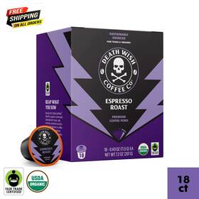 Death Wish Coffee 445046912963 Organic And Fair Trade Espresso Roast Single-serve P