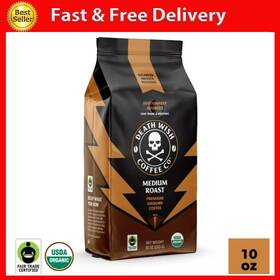 Death Wish Coffee 744759953513 Medium Roast Ground Fair Trade Organic Bag 10oz