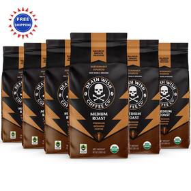 Death Wish Coffee 810063343781 Ground Medium Roast 6 Pack Maker Brewer Espresso Caffeine