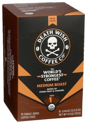 Death Wish Coffee 856413007606 Medium Rst Single Srv 10 Ct