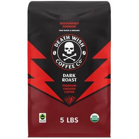 9133970 Death Wish Coffee Dark Roast Grounds - Bold Intense 80 Ounce Pack Of 1