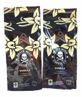 Death Wish Coffee Co. 810063342999 2pk Vanilla Flavored Ground 10oz Fair Trade B6