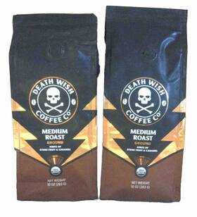 Death Wish Coffee Co 810063343064 2pk Medium Roast Organic Ground 10oz Bags O6