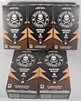 Death Wish Coffee Co 810063343415 Co. Medium Roast Expresso Capsules 5 Boxes 50