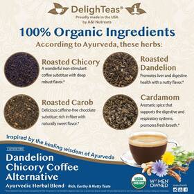 Delighteas 651281998854 Organic Coffee Alternative Ayurvedic Herbal Chicory Dandelion Co