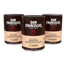 Don Franciscos 696539134820 Hawaiian Hazelnut Flavored Ground Coffee 3 X 12 Oz Cans