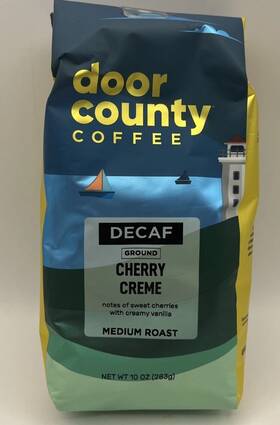 Door County Coffee 711181764185 Decaf Cherry Creme Flavored Ground 10 Oz Resealable Bag