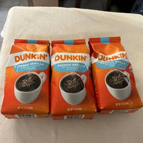0930 Dunkin Donuts Three Bags Ground French Vanilla Coffee