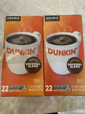 Dunkin 629721864700 2 Boxes Dunkinft Original Blend Coffee Medium Roast K-cup Pods 22 Count Each