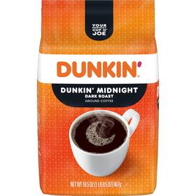 Dunkin 881334016475 Midnight Dark Roast Ground Coffee 16.5 Ounce