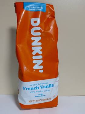0331 Dunkin Donuts French Vanilla Ground Coffee 16 Oz Medium Roast