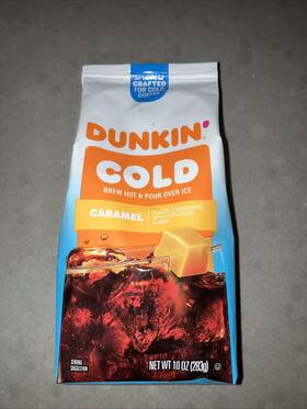 Dunkin Donuts 151529270291 Dunkinft Cold Brew And Pour Caramel Flavored Ground Coffee 10 Ounce