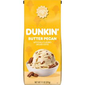 Dunkin Donuts 445018817838 Butter Pecan Artificially Flavored Coffee Ground 11 Oz Bag