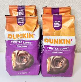 Dunkin Donuts 881334014815 Dunkinft Turtle Love Flavored Dark Roast Ground Coffee 11 Oz 4 Bags Read Descrip