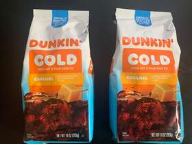 Dunkin Donuts 881334016154 2 Bags 10 Oz. Each Cold Caramel Flavored Ground Coffee. Bb Feb 16 2024