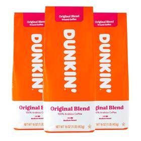 Ru11-3942 Dunkin Donuts Coffee Original Blend 16 Oz Bag 1 Pound Pack Of 3