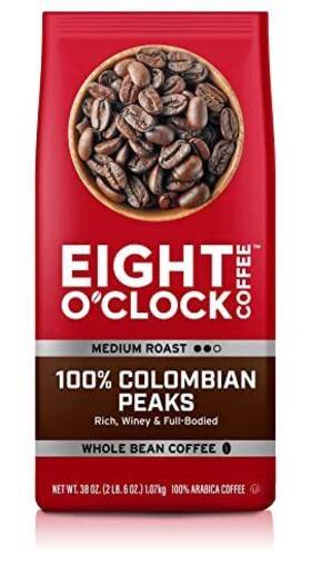 Eight Oclock Coffee 011141102560 100% Colombian Peaks 38 Ounce Pack Of 1 Medium Roast Whole Bean