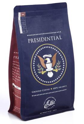 Ellis Coffee 099492671515 Presidential Light Roast Ground 12 Oz Resealable Bag