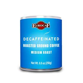 Eurocaf 017718000125 Decaf Ground Coffee Medium Roast 8.8 Oz Tin Italian Style Flavor