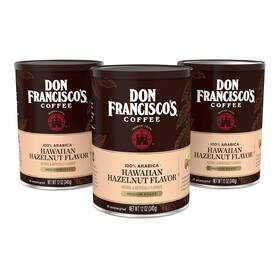 4878 F. Gavina & Sons Inc. Don Franciscos Hawaiian Hazelnut Flavored Ground Coffee 3 X 12 Oz Cans