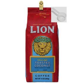 Fiico 686754928236 Toasted Coconut Flavor Light Roast Lion Coffee Pre-ground 10 Ounce Bag